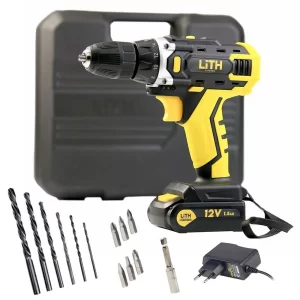 Parafusadeira Furadeira 3/8 Pol. a Bateria 12V com Maleta e Acessórios